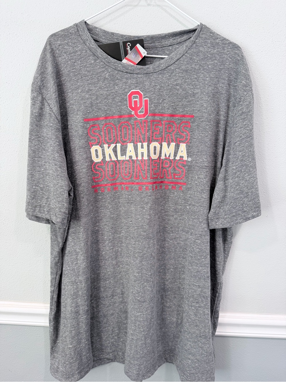 NWT Oklahoma Sooners Gray Stack Graphic Tee Shirt 2XL Captivating Apparel NCAA